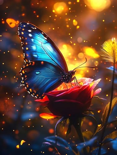Diamond Painting Rote Blumen, 5D Diamond Painting Erwachsene Kinder Kit 40x55cm, Schmetterlinge DIY Full Drill Crystal Art Kreuz Stickerei Basteln, Geeignet Als Feiertage Geschenk und Wand Dekor w-184 Diamond Painting Rote Blumen, 5D Diamond Painting Erwachsene Kinder Kit 40x55cm, Schmetterlinge DIY Full Drill Crystal Art Kreuz Stickerei Basteln, Geeignet Als Feiertage Geschenk und Wand Dekor w-184 von Generic