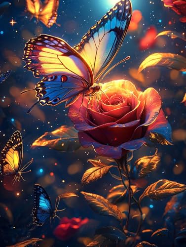 Diamond Painting Schmetterlinge, 5D Diamond Painting Erwachsene Kinder Kits 60x80cm, Rosen DIY Full Drill Crystal Art Kreuz Stickerei Basteln, Geeignet Als Feiertage Geschenk und Home Wand Dekor w-248 Diamond Painting Schmetterlinge, 5D Diamond Painting Erwachsene Kinder Kits 60x80cm, Rosen DIY Full Drill Crystal Art Kreuz Stickerei Basteln, Geeignet Als Feiertage Geschenk und Home Wand Dekor w-248 von Generic