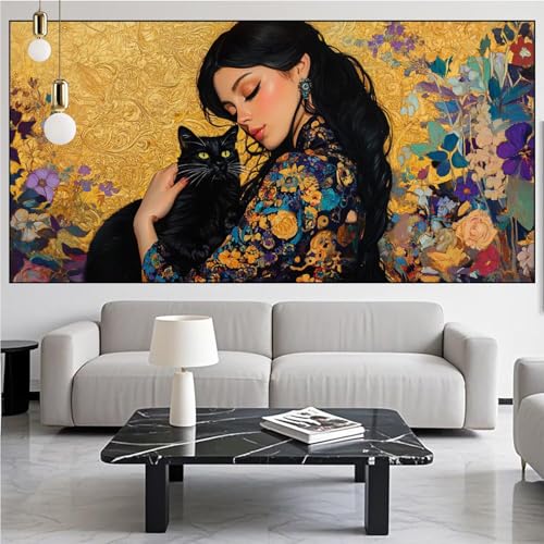 Diamond Painting Schönheit Diamont Painting Bilder Katze Malen Nach Zahlen Set für Kinder Erwachsene,5D Vollbohrung Crystal Bastelset Mädchen Mosaikherstellung,DIY Diamant Malerei 100x300cm KM-920 von Generic