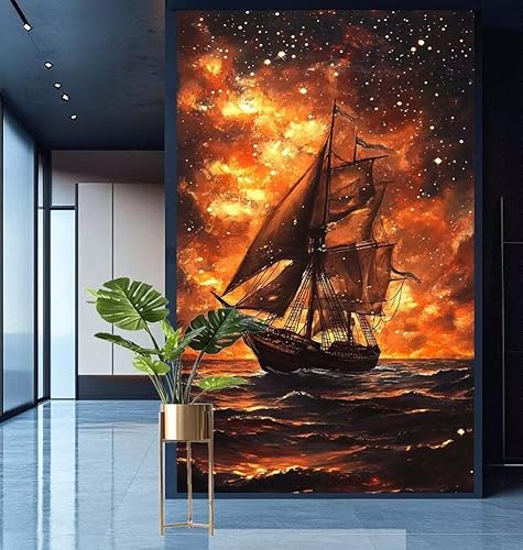 Diamond Painting Segelboot Diamond Painting Erwachsene Groß xxl 80x200cm Diamant Malerei Sonnenuntergang Malen Nach Zahlen DIY Strass Mosaikherstellung Crystal Stickerei Malerei Kits,Dekor Gifts E575 von Generic