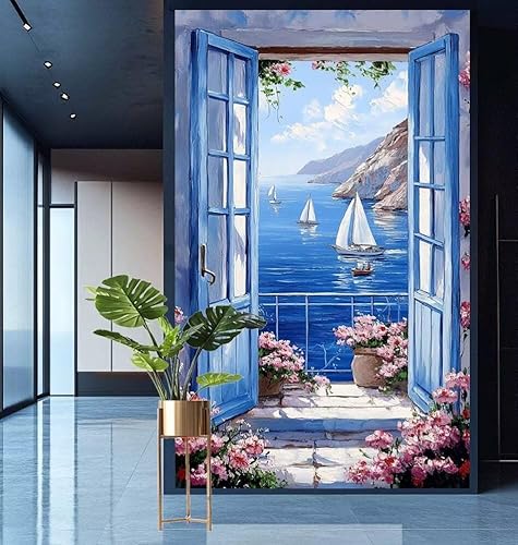 Diamond Painting Segelboot Diamond Painting Erwachsene Groß xxl 80x200cm Diamant Malerei Tür Malen Nach Zahlen DIY Strass Kunst Mosaikherstellung Crystal Stickerei Malerei Kits,Home Dekor Gifts E576 von Generic