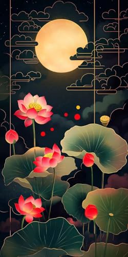 Diamond Painting Set Mond Blume Diamond Painting ZubehöR Kinder Kit, 5D DIY Diamant Malerei Malen Nach Zahlen Kristall Strass Stickerei Set, Mosaik Leinwand Kunsthandwerk Wanddekoration 20x40cm k-987 von Generic