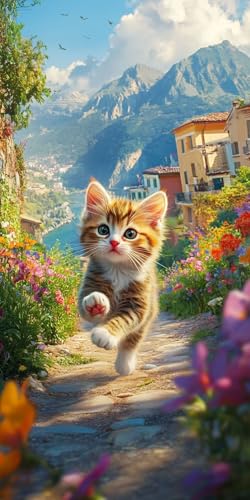 Diamond Painting Set Niedlich Katze Diamond Painting ZubehöR Kinder Kit, 5D DIY Diamant Malerei Malen Nach Zahlen Kristall Strass Stickerei Set, Leinwand Kunsthandwerk Wanddekoration 60x120cm k-787 von Generic