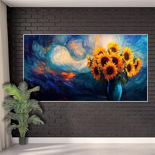 Diamond Painting Sonnenblume Abstraktion Diamond Painting Erwachsene xxl,DIY 5D Malen nach Zahlen Diamant Set Frauen,Diamant Stickerei Basteln Set Geschenke für Frauen Deko Schlafzimmer 80x160cm j-896 von Generic