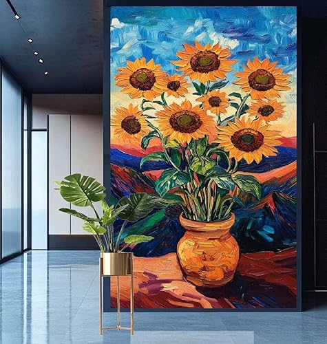 Diamond Painting Sonnenblume Diamond Painting Erwachsene Groß xxl 70x180cm Diamant Malerei Blume Malen Nach Zahlen DIY Strass Kunst Mosaikherstellung Crystal Stickerei Malerei Kits,Dekor Gifts E884 von Generic