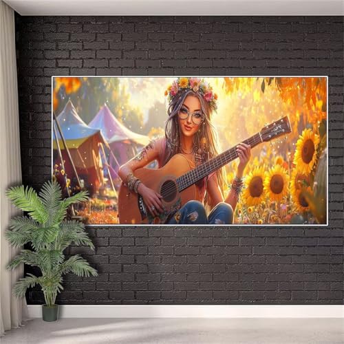 Diamond Painting Sonnenblume Frau Diamond Painting Erwachsene xxl,5D Malen nach Zahlen Diamant Set Frauen,Diamant Stickerei Kreuzstich Basteln Set Geschenke für Frauen Deko Schlafzimmer 70x140cm j-901 von Generic