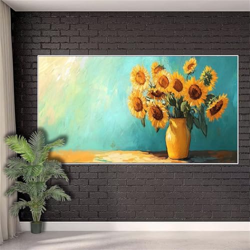 Diamond Painting Sonnenblume Retro Diamond Painting Erwachsene xxl,Malen nach Zahlen Diamant Set Frauen,Diamant Stickerei Kreuzstich Basteln Set Geschenke für Frauen Deko Schlafzimmer 80x160cm j-897 von Generic
