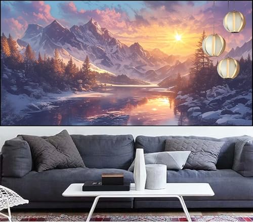 Diamond Painting Sonnenuntergang Diamant Painting Bilder Landschaft Malen Nach Zahlen Erwachsene DIY Mosaikherstellung Puzzle,Diamant Malerei Stickerei Kreuzstich Deko Geschenke Frauen 90x250cm QL-832 von Generic