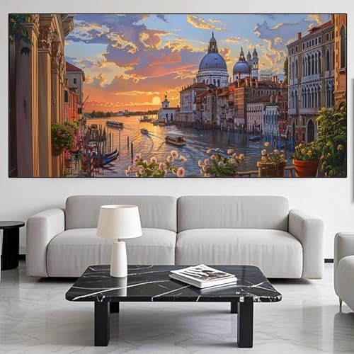 Diamond Painting Stadt Diamond Painting Erwachsene 40x100cm Diamant Malerei Sonnenuntergang Malen Nach Zahlen DIY Strass Kunst Mosaikherstellung Crystal Stickerei sets für Home Dekor Geschenke XD163 von Generic