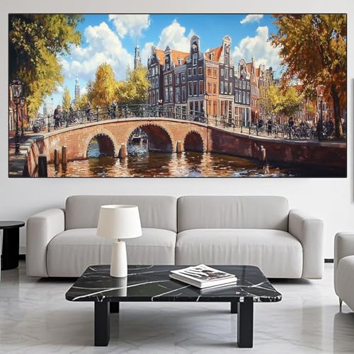 Diamond Painting Stadt Diamond Painting Erwachsene Groß xxl 100x300cm Diamant Malerei Brücke Malen Nach Zahlen DIY Strass Kunst Mosaikherstellung Crystal Stickerei sets für Home Dekor Geschenke XD161 von Generic