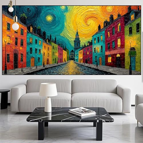 Diamond Painting Stadt Diamont Painting Bilder Abstrakt Malen Nach Zahlen Set für Kinder Erwachsene,5D Vollbohrung Crystal Bastelset Mädchen Mosaikherstellung,Malerei Geschenke 100x300cm LK-197 von Generic
