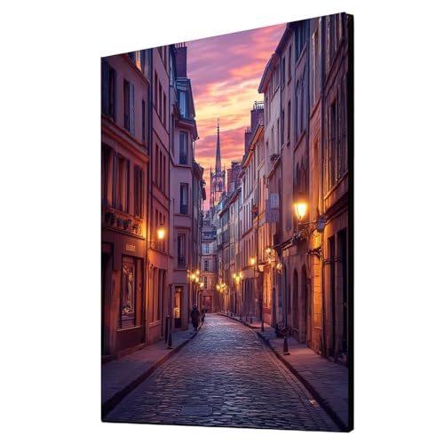 Diamond Painting Stadt Vollbohrer Diamant Malen Nach Zahlen Straßenansicht mit Diamond Painting Zubehör Set, Diamant Cross Stitch Stickerei Bastelset Erwachsene für Deko Wohnzimmer 70x95cm 1ZSH-11287 von Generic
