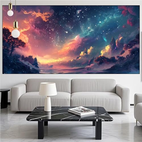 Diamond Painting Sternenhimmel Diamond Painting Erwachsene Groß xxl 90x250cm Diamant Malerei Landschaft Malen Nach Zahlen DIY Strass Kunst Mosaikherstellung Crystal Stickerei Malerei Kits,Dekor KM-633 von Generic