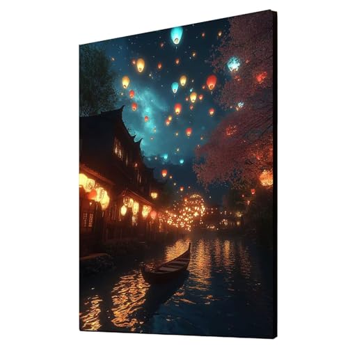 Diamond Painting Sternenhimmel Vollbohrer Diamant Malen Nach Zahlen Kleine Stadt mit Diamond Painting Zubehör Set, Diamant Cross Stitch Stickerei Bastelset Erwachsene, Zimmer Deko 90x120cm 1ZSH-11329 von Generic