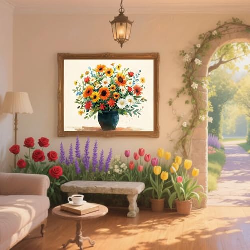 Diamond Painting Stillleben Diamond Painting Kinder Blume Diamant Kunst Bilder Anfänger Diamant Malerei Stickerei Kreuzstich DIY Malen Nach Zahlen Mosaikherstellung,Dekoration Geschenke 70x100cm ZQ464 von Generic