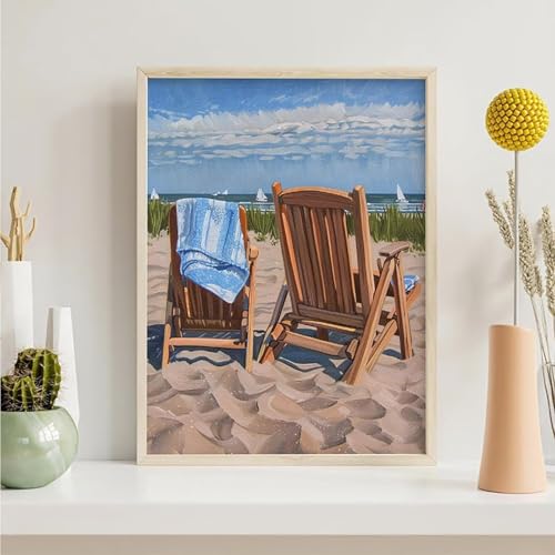 Diamond Painting Strand, Himmel Diamond Painting Erwachsene Anfänger, DIY 5D Runder Vollbohrer Diamant Malerei Stickerei Set Kreuzstich Set zur Home Wand Dekoration Geschenke 60x80cm PjY596 7-R von Generic