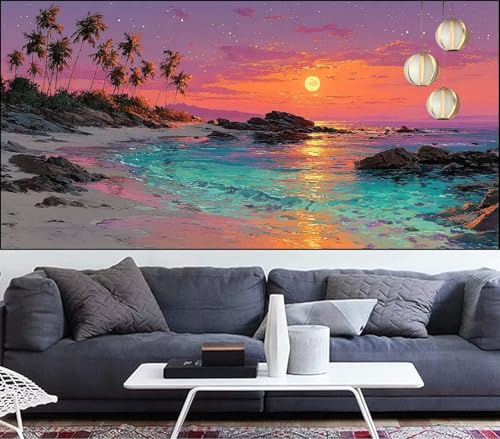 Diamond Painting Strand Diamond Painting Kinder Ägäisches Meer Diamant Malerei Anfänger Diamant Kunst Malerei Stickerei set,DIY Malen Nach Zahlen Bastelset Erwachsene Kristall Puzzle 90x250cm VQ-618 von Generic