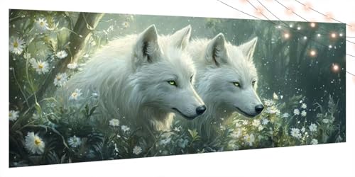 Diamond Painting Tier, Diamant Painting Bilder Erwachsene Wolf, DIY Diamond Art Kinder Malen Nach Zahlen Bastelset, 5D Diamant Kunst Malerei Stickerei Set, Geschenke Home Wand Dekor 80x180cm T111 von Generic
