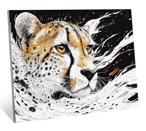 Diamond Painting Tier Diamant Painting Bilder Leopard Diamant Kunst Malerei Stickerei Set, DIY Vollbohrer Bastelset Erwachsene Diamanten, Geeignet Als Geschenk, Zur und Als Wanddeko 70x50 cm H-5236 von Generic