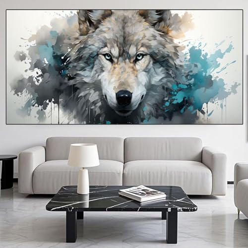 Diamond Painting Tier Diamond Painting Erwachsene Groß xxl 50x150cm Diamant Malerei Wolf Malen Nach Zahlen DIY Strass Kunst Mosaikherstellung Crystal Stickerei sets für Home Wand Dekor Geschenke XD231 von Generic