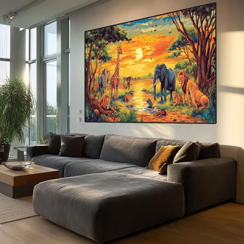 Diamond Painting Tier Diamont Painting Bilder Sonnenuntergang Malen Nach Zahlen set für Erwachsene,5D Vollbohrung Bastelset Mosaikherstellung,DIY Diamant Malerei für Deko Geschenke 80x200cm XD230 von Generic