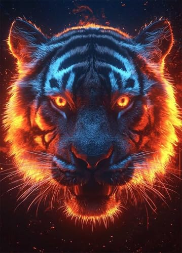 Diamond Painting Tiger Diamant Painting Bilder Tier Crystal Art 5D DIY Eckige Steine Diamant Malerei Cross Stitch Stickerei Basteln Erwachsene für Home Zimmer Deko, Geschenke 90 x 120 cm -bby2507H6 von Generic