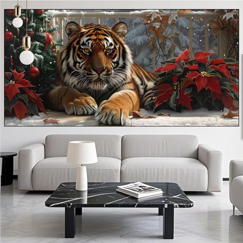 Diamond Painting Tiger Diamont Painting Bilder Blume Malen Nach Zahlen Set für Kinder Erwachsene,5D Vollbohrung Crystal Bastelset Mädchen Mosaikherstellung,DIY Diamant Malerei,Gifts 90x250cm KM-910 von Generic