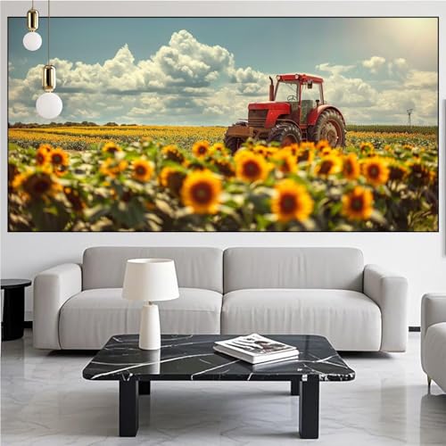 Diamond Painting Traktor Diamond Painting Erwachsene Groß xxl 90x250cm Diamant Malerei,Gifts Landschaft Malen Nach Zahlen DIY Strass Kunst Mosaikherstellung Crystal Stickerei Malerei,Gifts Kits KM-205 von Generic