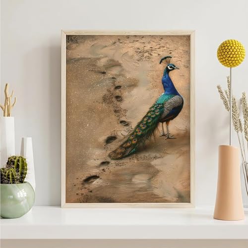 Diamond Painting Vogel, Pfau Diamond Painting Erwachsene Anfänger, DIY 5D Runder Vollbohrer Diamant Malerei Stickerei Set Kreuzstich Set zur Home Wand Dekoration Geschenke 60x80cm PjY474 5-E von Generic