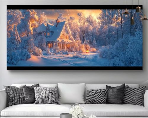 Diamond Painting Wald Diamant Painting Kinder Im Winter Kristall Stickerei Kit, 5D Crystal Art Volldiamant Strass Eckige Steine Bastelset, DIY Daiments Mosaik Art für Wand Dekor Geschenke 40x80cm M755 von Generic