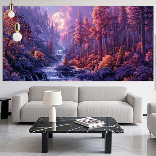 Diamond Painting Wald Diamond Painting Erwachsene Groß xxl 90x250cm Diamant Malerei Landschaft Malen Nach Zahlen DIY Strass Kunst Mosaikherstellung Crystal Stickerei Malerei Kits für Home Dekor KM-725 von Generic