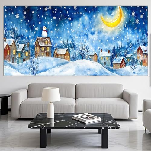 Diamond Painting Winter Diamond Painting Erwachsene Groß xxl 80x160cm Diamant Malerei Stadt Malen Nach Zahlen DIY Strass Kunst Mosaikherstellung Crystal Stickerei sets für Home Dekor Geschenke XD219 von Generic