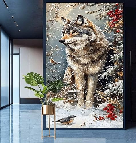 Diamond Painting Winter Diamond Painting Erwachsene Groß xxl 80x160cm Diamant Malerei Wolf Malen Nach Zahlen DIY Strass Kunst Mosaikherstellung Crystal Stickerei Malerei Kits,Home Dekor Geschenke E550 von Generic