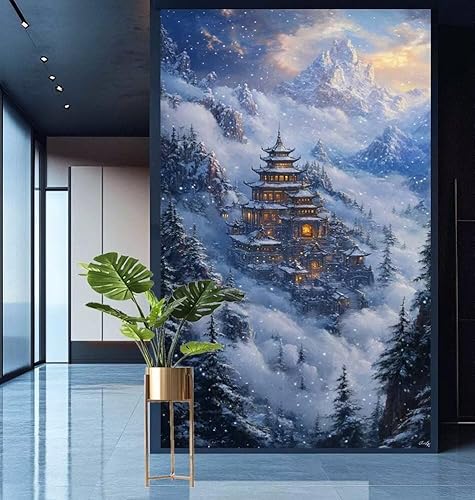 Diamond Painting Winter Diamond Painting Erwachsene Groß xxl 80x200cm Diamant Malerei Wald Malen Nach Zahlen DIY Strass Kunst Mosaikherstellung Crystal Stickerei Malerei Kits,Home Dekor Geschenke E556 von Generic