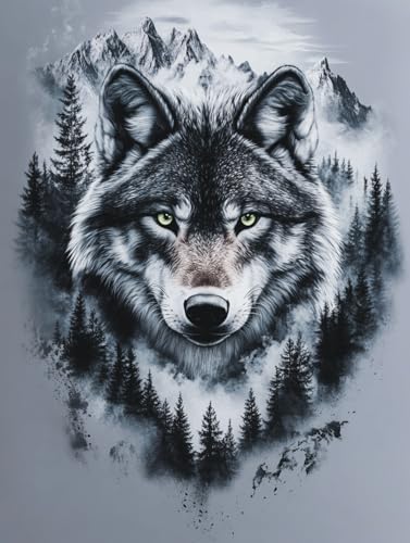Diamond Painting Wolf 5D Diamond Painting Zubehör Landschaft Diamant Bilder Basteln Erwachsene Zubehör Groß xxl Eckige Steine Kit Daiments Cross Stickerei Kunsthandwerk, Home Décor 100x150cm h-355 von Generic