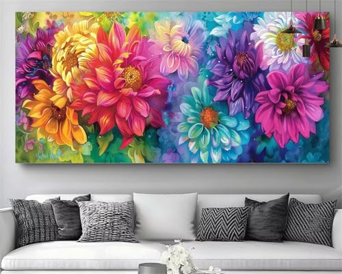 Diamond Painting XXL 60x120cm Diamant Painting Bilder BlumeCrystal Art Farbe 5D Volldiamant Diamant Malerei Eleinwand Strass Kreuzstich Stickerei Puzzl Bastelset Erwachsene,Home Deko Gift Frauen M323 von Generic
