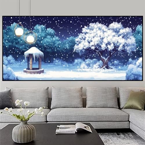 Diamond Painting kinder Winter Basteln Mädchen 8 Jahre Wald Diamond Painting Klein 40x120cm Bastelset Erwachsene DIY 5D Eckige Steine Strass Kristall Stickerei Kreuzstich Leinwand Bilder Dekor z261f von Generic