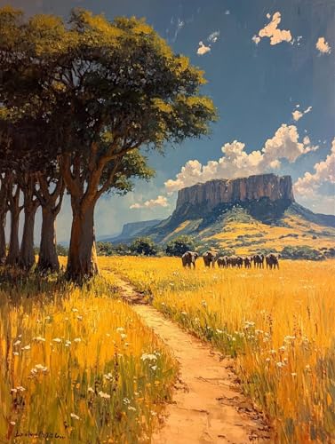 Diamond painting Erwachsene Groß xxl 70x95 cm, Bricolage Diamant Painting bilder Elefant Strasssteine Embroidery Kit, Landschaft Volldiamant Edelsteine Leinwand Cross Stitch Kit für Wanddeko ZSH06067 von Generic