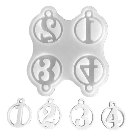 Digitale Harzform, digitale Schlüsselanhängerform, Silikon-Epoxidharz-Gussformen Nummer 1-4 | Weihnachtsharz-Form/Zahlen-Anhängerformen, für o- von Generic
