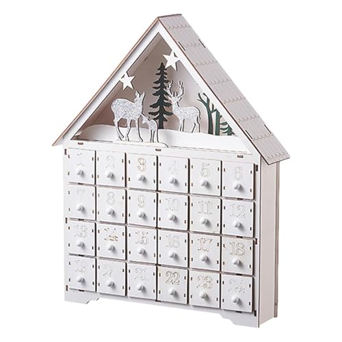 Digitaler Weihnachtskalender - Adventskalender aus Holz in Form eines Hauses, Adventskalender mit 24 Schubladen | Adventskalender 'Advent mit Countdown für Kinder von Generic