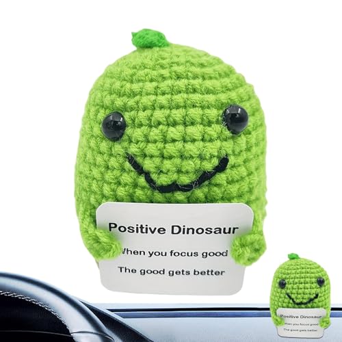 Dinosaurier-Häkeln: Häkelspielzeug mit Karte, Animations-Puppe zur emotionalen Unterstützung des gestrickten Dinosauriers, lustig und inspirierend für Geburtstags-Dekoration von Generic