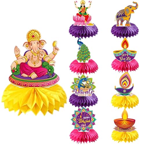 Diwali Dekoration für Zuhause, Diwali Event-Dekorationen | 9 x kreative Tischdekoration, traditionelles Festival-Büro-Ornament, doppelseitige Tischdekoration für Weihnachten, Veranstaltungen von Generic