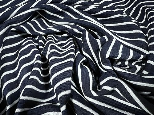 Doppeljersey-Strickstoff, Meterware, gestreift, Marineblau und Himmelblau Doppeljersey-Strickstoff, Meterware, gestreift, Marineblau und Himmelblau von Generic