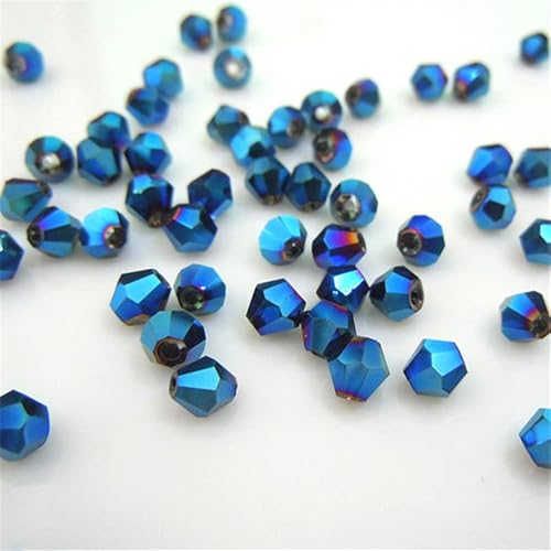 Doppelkegel-Kristallperlen, Großhandelsperlen, 6 mm, facettierte Kristallglasperlen für DIY-Schmuckherstellung, 480 Stück (glänzendes Blau) von Generic