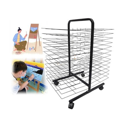 Doppelseitiger mobiler Kunst-Trockenständer mit abnehmbaren Drahtregalen ，für den Einsatz im Klassenzimmer, im Kunstatelier, in der Schule oder im Vorschulbereich(Double-sided 38 layers) von Generic