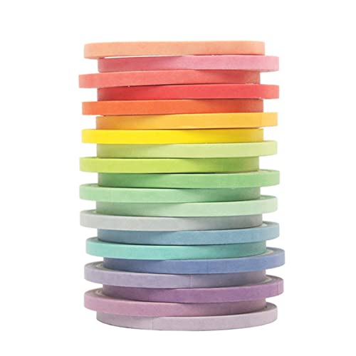 Doppelseitiges Klebeband 20 Rolls Massivfarbe Slim Washi Tape Set Rainbow Masking Tape for Scrapbooking DIY. Stationäres Maskierungsband Netzband(5mm) von Generic