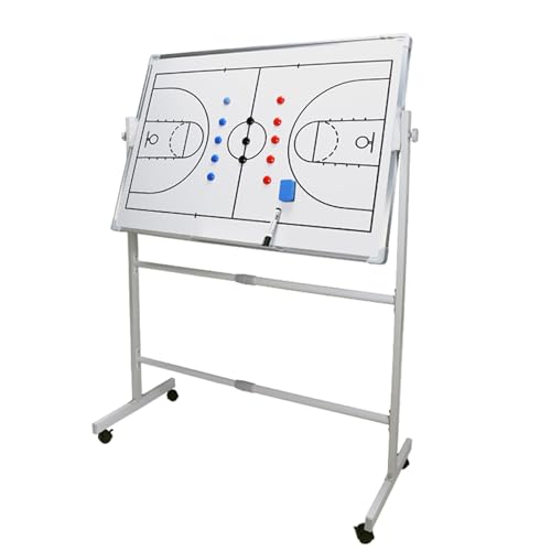 Doppelseitiges Trocken Abwischbares Klemmbrett, Basketball Taktikboard mit Markierstift und Radiergummi, Einziehbare Halterung, für Das Tägliche Training, Taktischen Einsatz(Basketball) von Generic