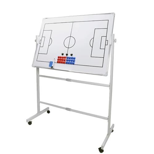 Doppelseitiges Trocken Abwischbares Klemmbrett, Basketball Taktikboard mit Markierstift und Radiergummi, Einziehbare Halterung, für Das Tägliche Training, Taktischen Einsatz(Football) von Generic