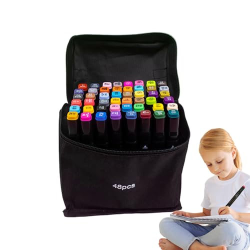 Doppelspitzen-Markierer-Set: Mal- und Zeichenmarker, kreative Zeichenstifte, feine Signale und Pinsel | Permanentmarker mit nachfüllbarem Etui Doppelspitzen-Markierer-Set: Mal- und Zeichenmarker, kreative Zeichenstifte, feine Signale und Pinsel | Permanentmarker mit nachfüllbarem Etui von Generic