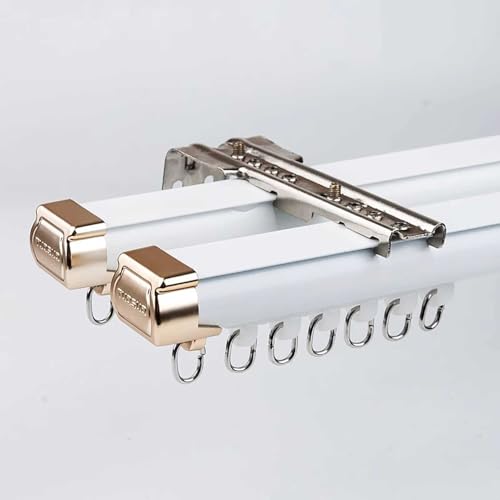 Doppelte Vorhangschiene gardinenschiene 2-läufig Deckenschiene Schienensystem vorgebohrt mit Deckenbefestigung for Fenster Dusch Vorhänge Raumteiler(White,3.4m(11.2ft)) von Generic